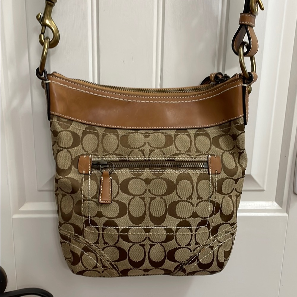Coach Brown and Tan Crossbody Bag with Signature Style - Picture 7 of 11
